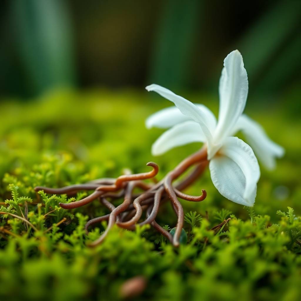 Orchid roots in moss